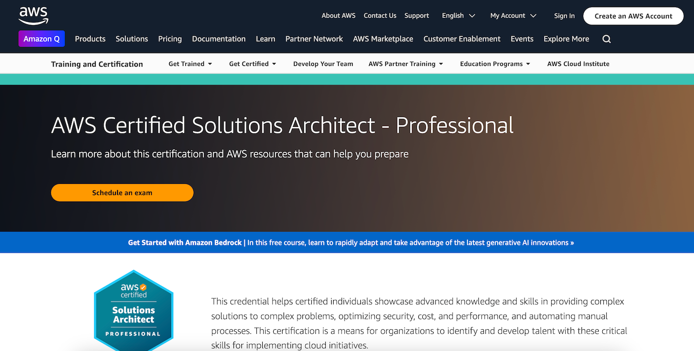 The AWS Certified Solutions Architect - Professional certification is intended for people who have at least two years of professional experience with AWS Cloud.